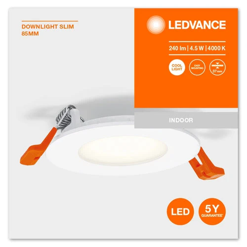 LEDVANCE ENCASTRÉ SLIM DOWNLIGHT LED Plafonnier, Ø 85mm, 220…240V 4,50W / 4000K Blanc froid - Image 4