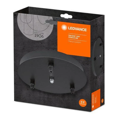 LEDVANCE Vintage Edition 1906, rosette noire, support pour lampes à pendule LEDVANCE Vintage 1906, boîtier en aluminium - Image 3